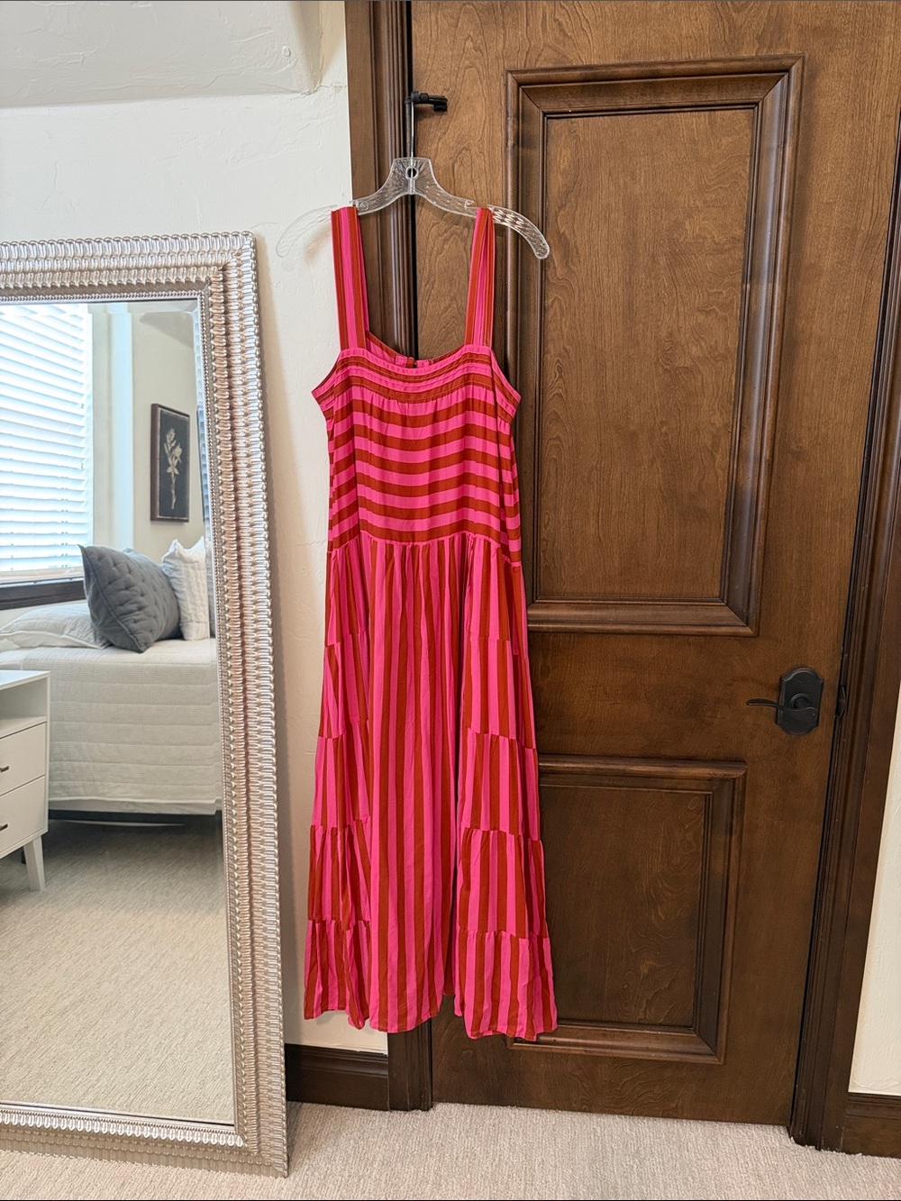 Natalie Martin Hot Pink Striped Maxi Dress